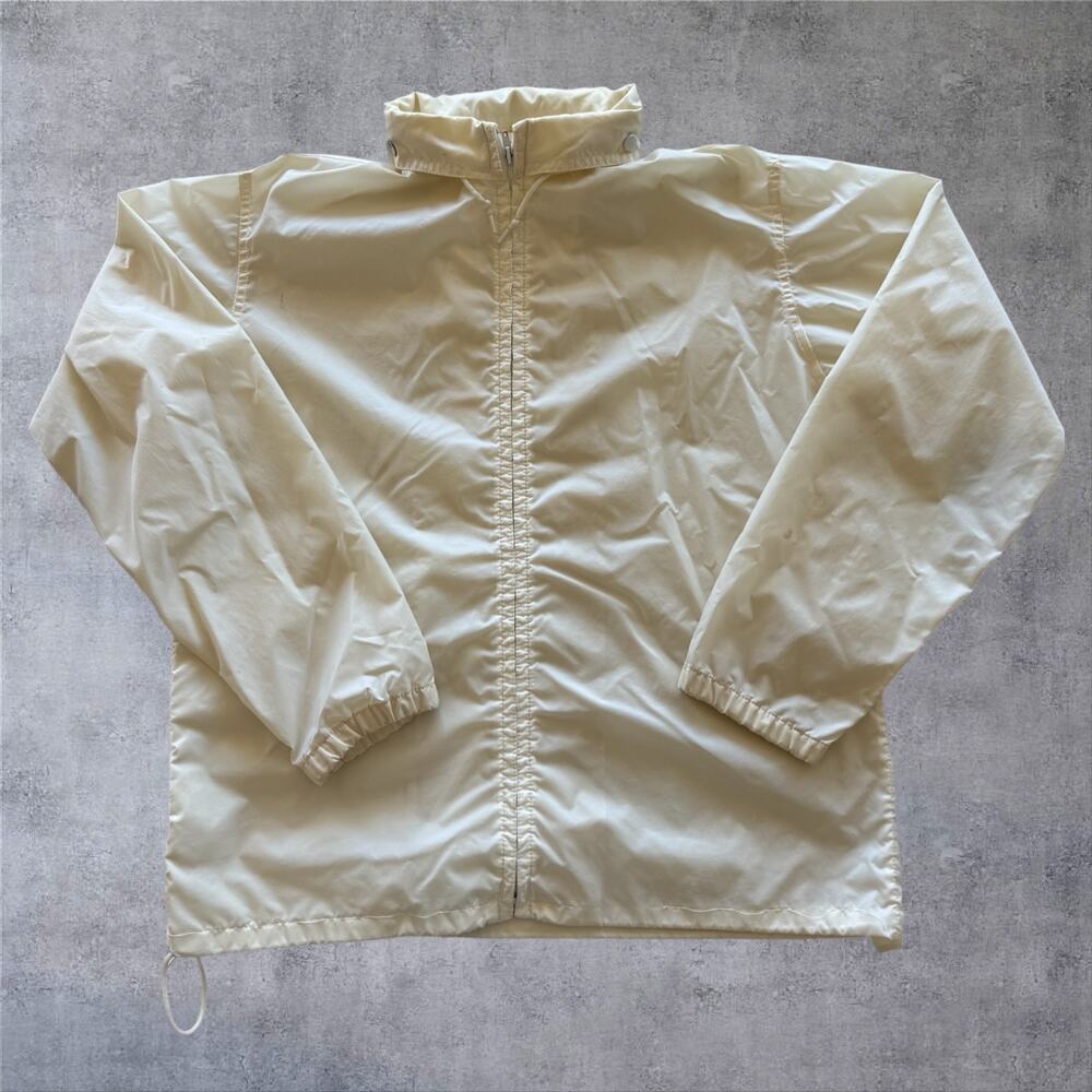 Vtg 70s White Stag Intl. Nylon Windbreaker Jacket Made in Japan Cream Sz L Retro